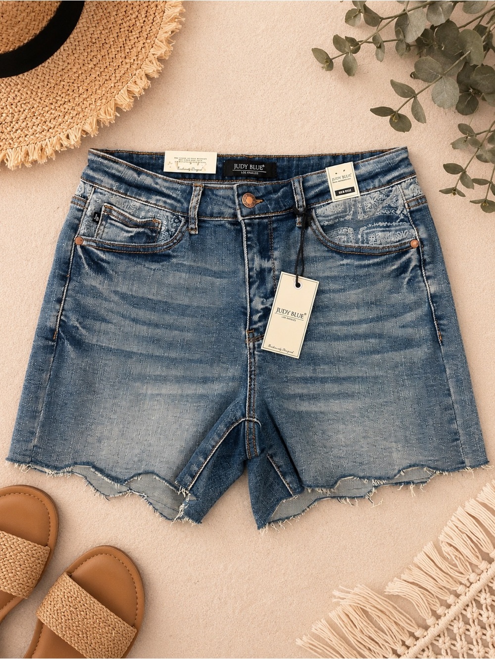 Judy Blue Medium Wash Distressed Denim Jean Shorts